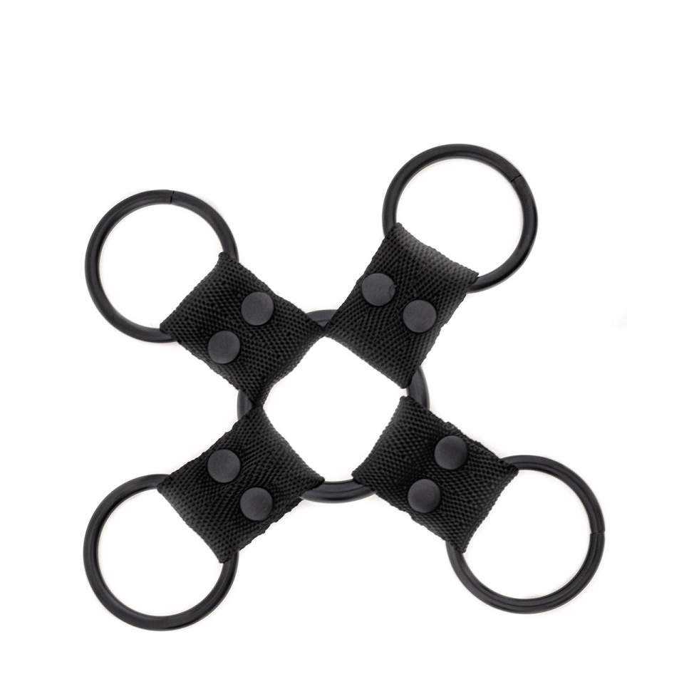 Czarno-czerwony zestaw kajdanek na kostki i nadgarstki