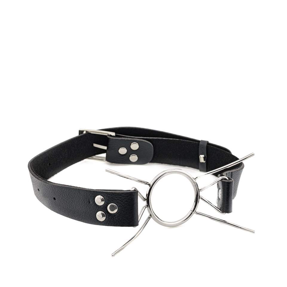 Stalowy knebel do ust na regulowanym skórzanym pasku