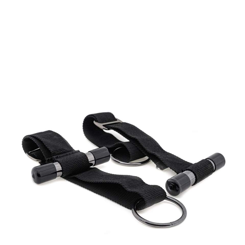 Czarne skórzane kajdanki na drzwi z uniwersalnym mocowaniem