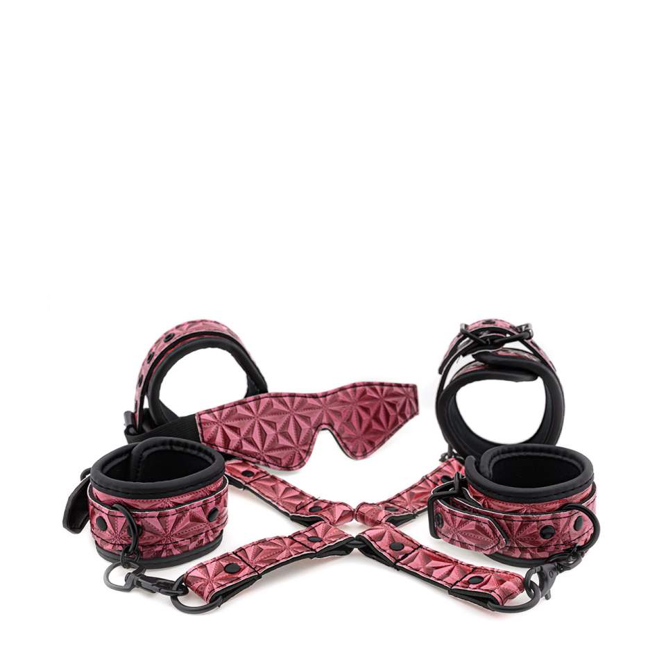 Luksusowy różowy zestaw niewoli BDSM - 4 elementy