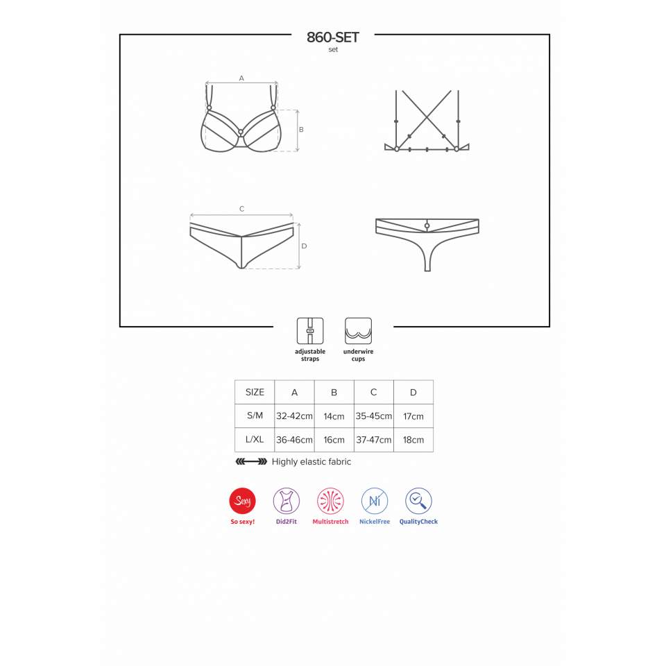 Czerwony koronkowy komplet Obsessive 860-SET 2-częściowy