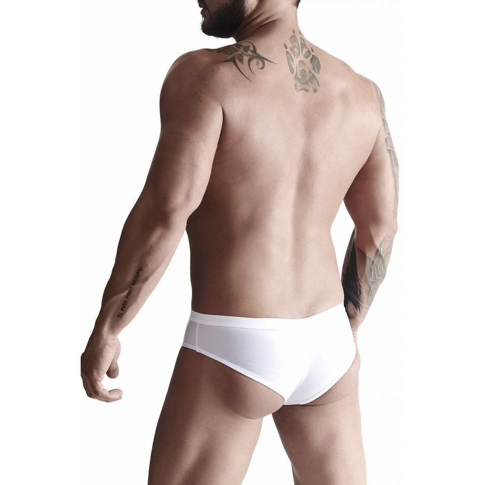 Białe figi typu brazyliany z wetlooka dla mężczyzn