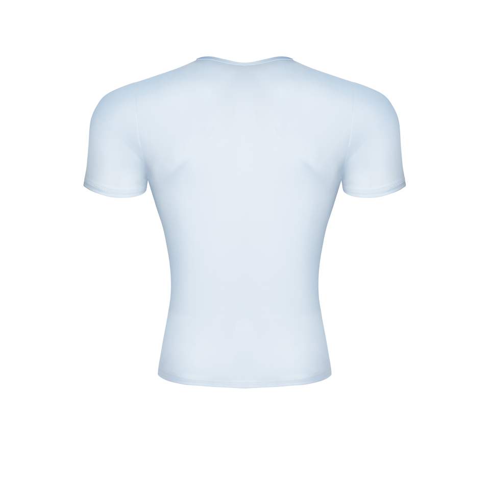 Męska koszulka z wetlooka w białym kolorze wycięta w serek