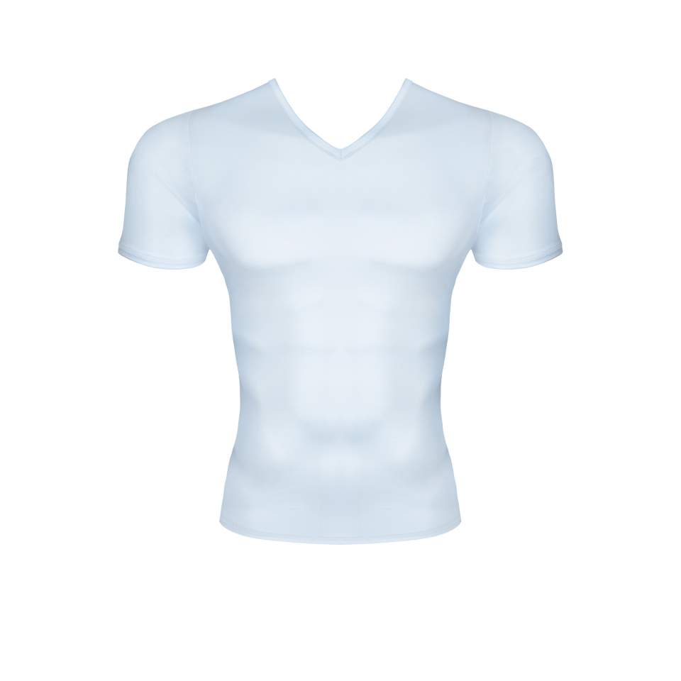 Męska koszulka z wetlooka w białym kolorze wycięta w serek