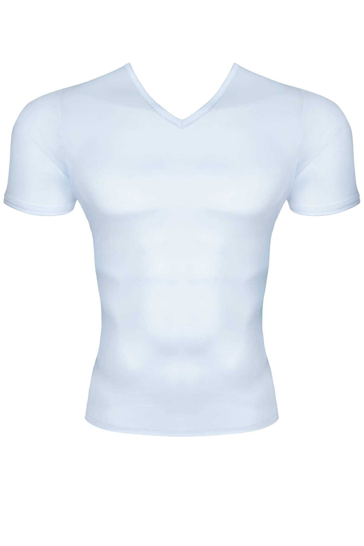 Męska koszulka z wetlooka w białym kolorze wycięta w serek