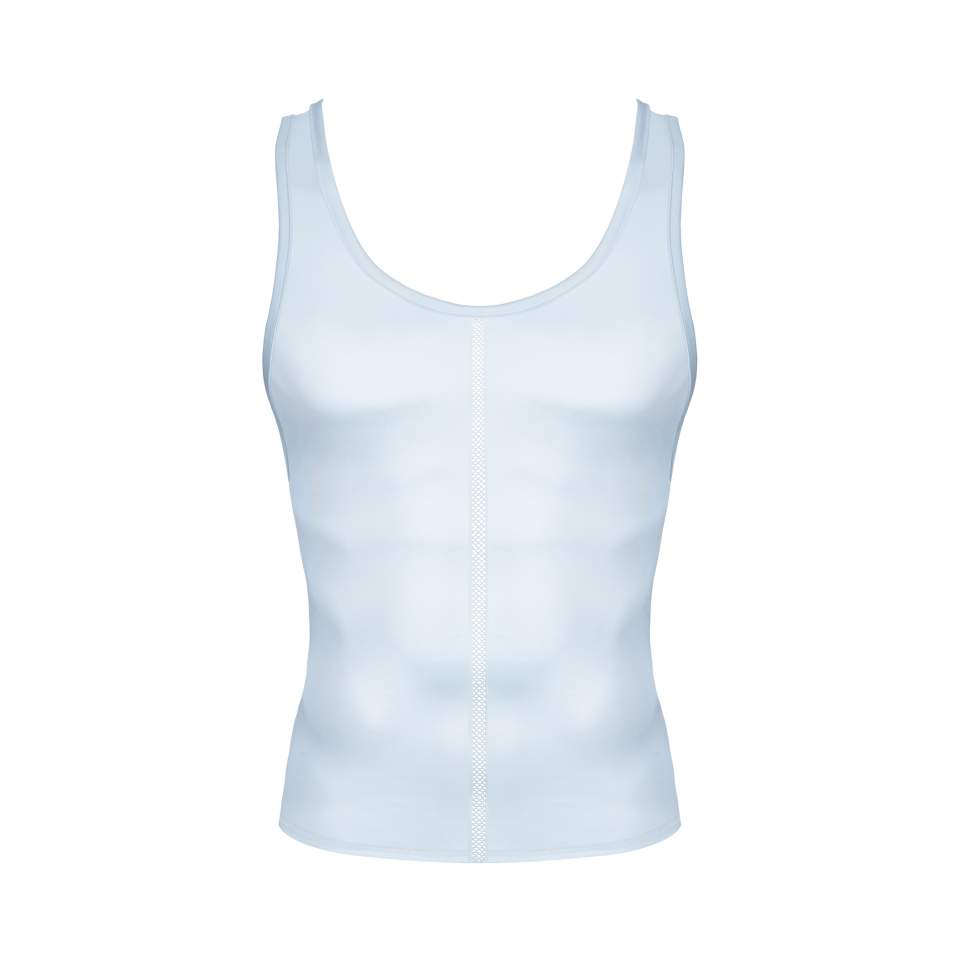 Męska koszulka bez rękawów z wetlooka w białym kolorze