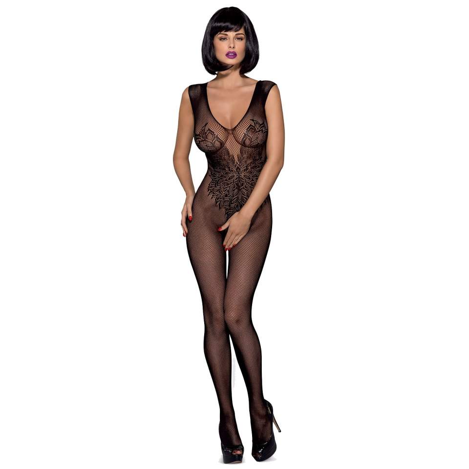 Kokieteryjny czarny siateczkowy kostium Obsessive N112