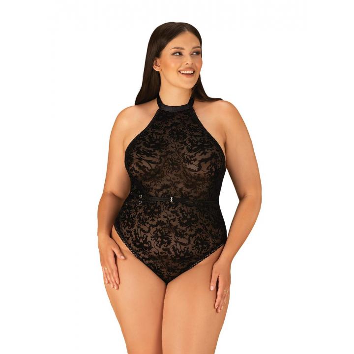 Czarne body Obsessive Softily z odkrytymi plecami