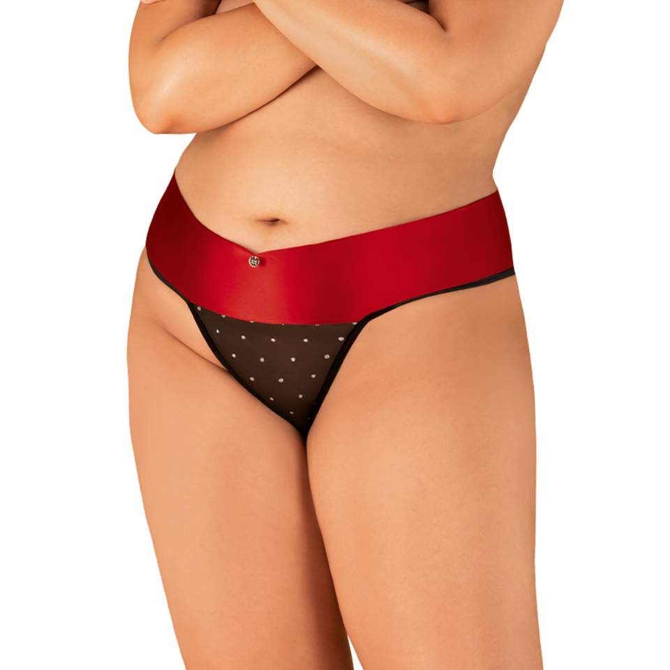 Figlarne stringi z czerwoną kokardą Obsessive Tienesy