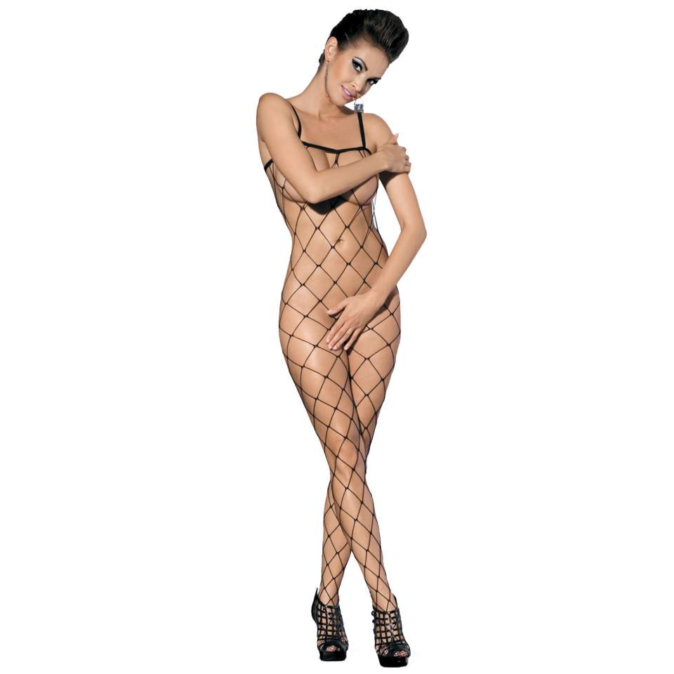 Ekstrawagancki czarny kostium Obsessive N102 typu fishnet