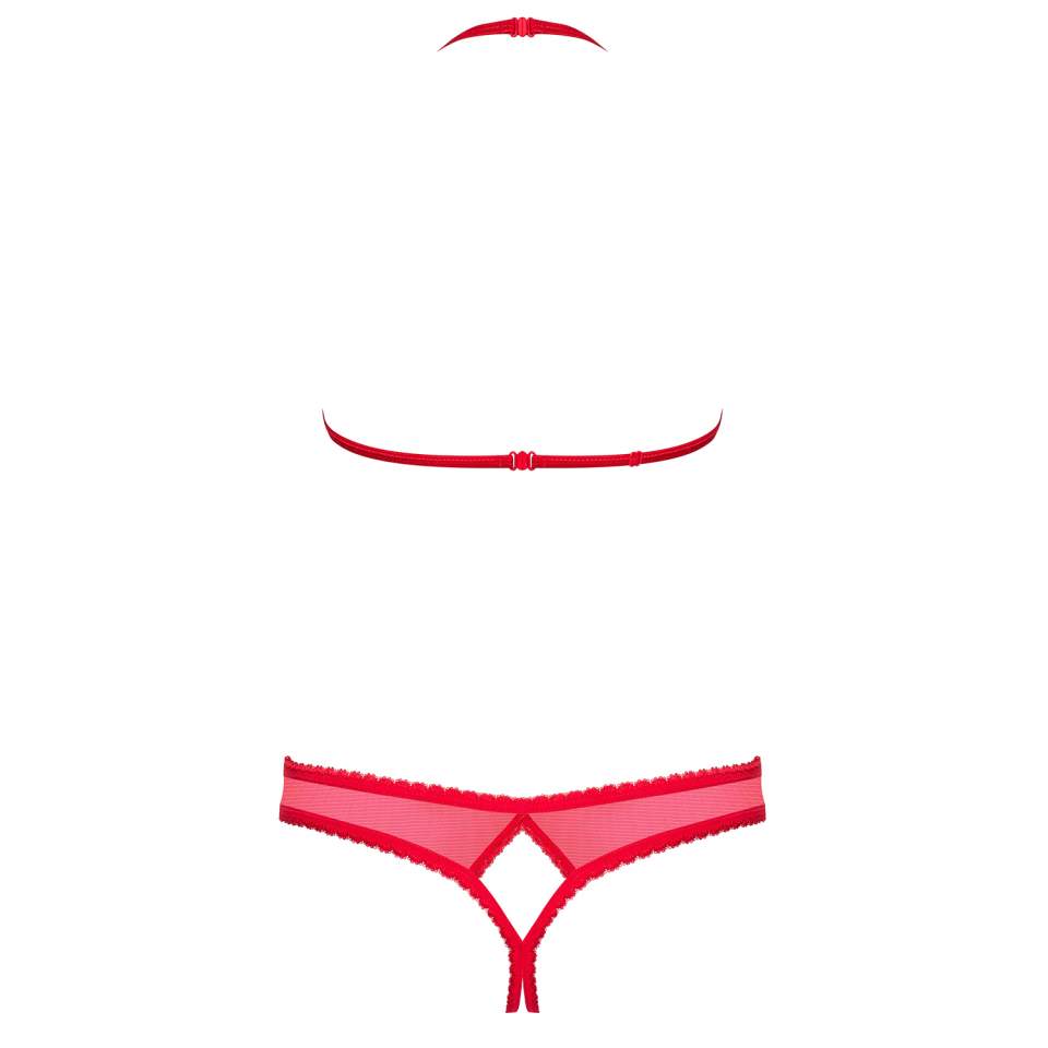 Dwuczęściowy, czerwony komplet Obsessive 870-SEC-3