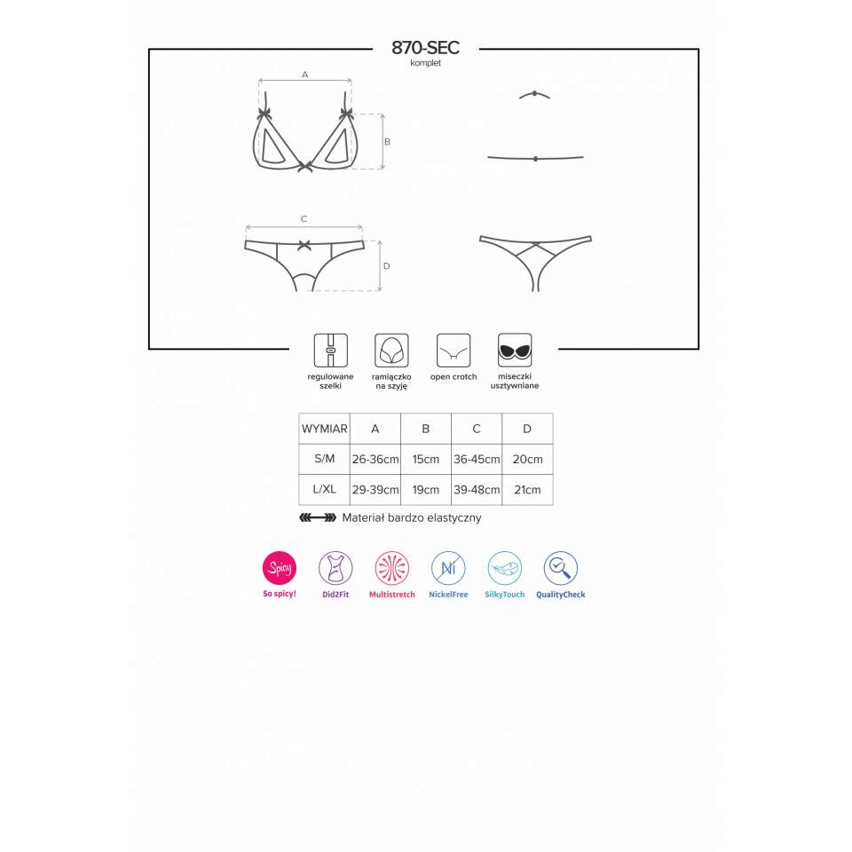 Dwuczęściowy, czerwony komplet Obsessive 870-SEC-3