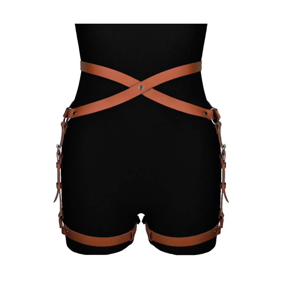 Brązowa skórzana uprząż Karess Alisa