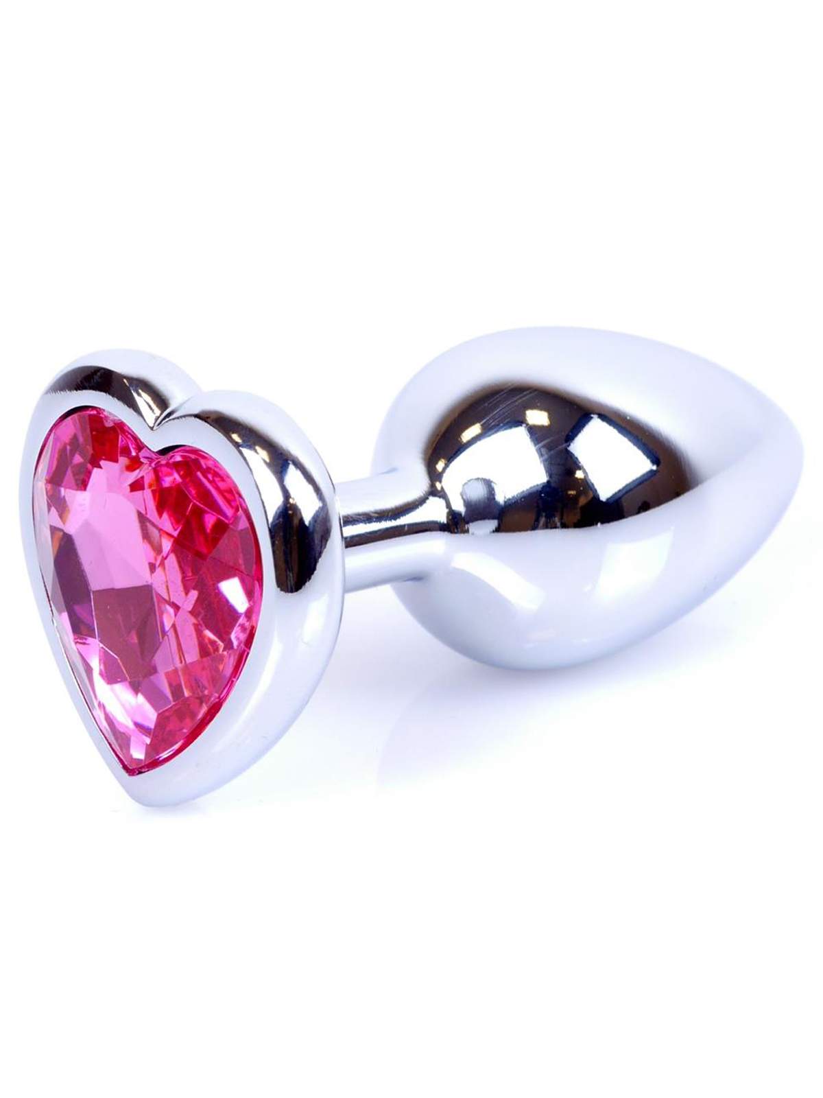 Srebrny metalowy korek analny z kryształkiem w kształcie serca - średnica 2,8 cm