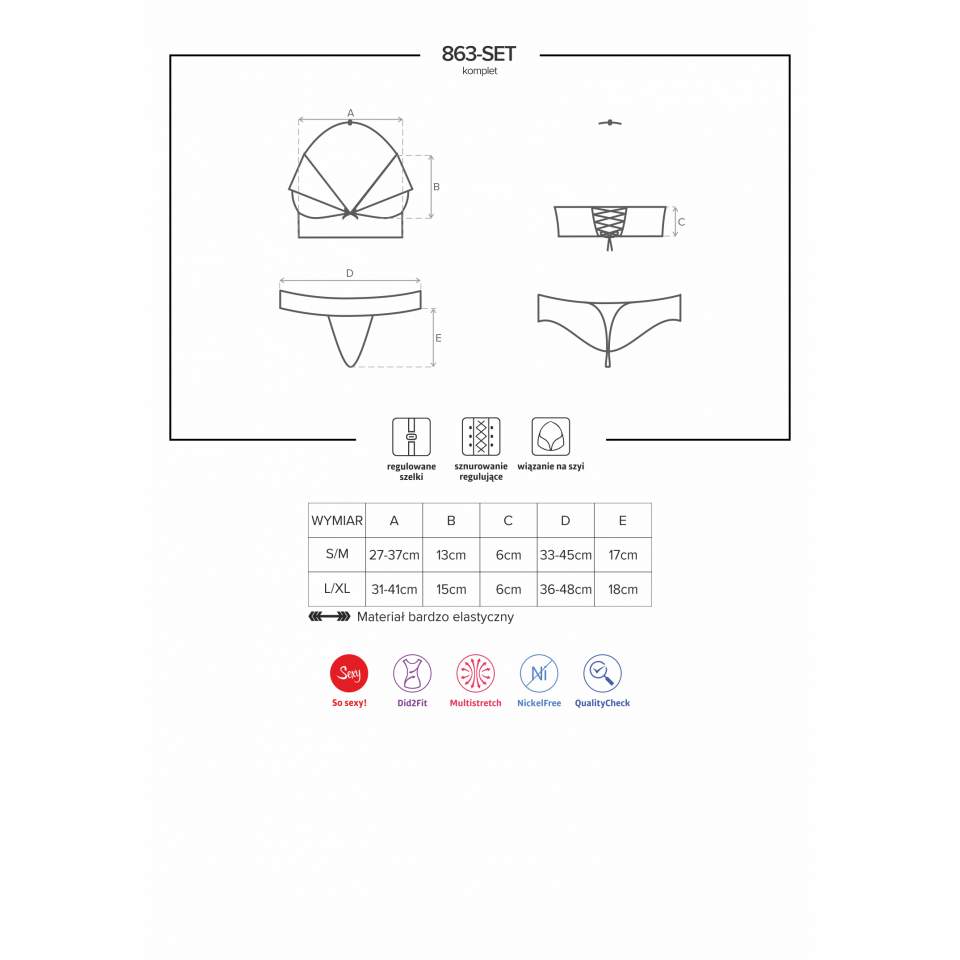 Czerwony komplet Obsessive 863-SET-3 