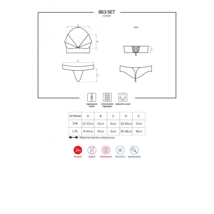 Czerwony komplet Obsessive 863-SET-3 