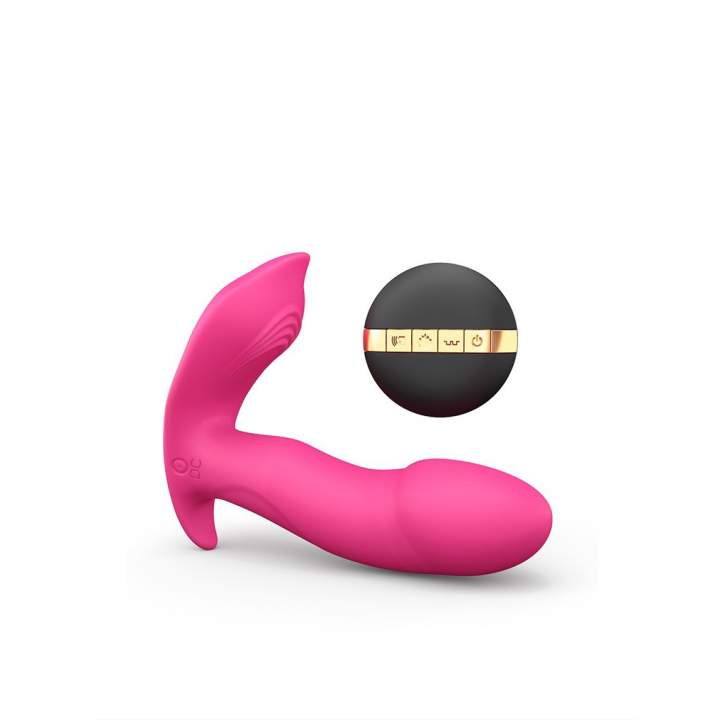 Silikonowy stymulator punktu G i łechtaczki z wibracją i ruchem w kolorze różowym Marc Dorcel