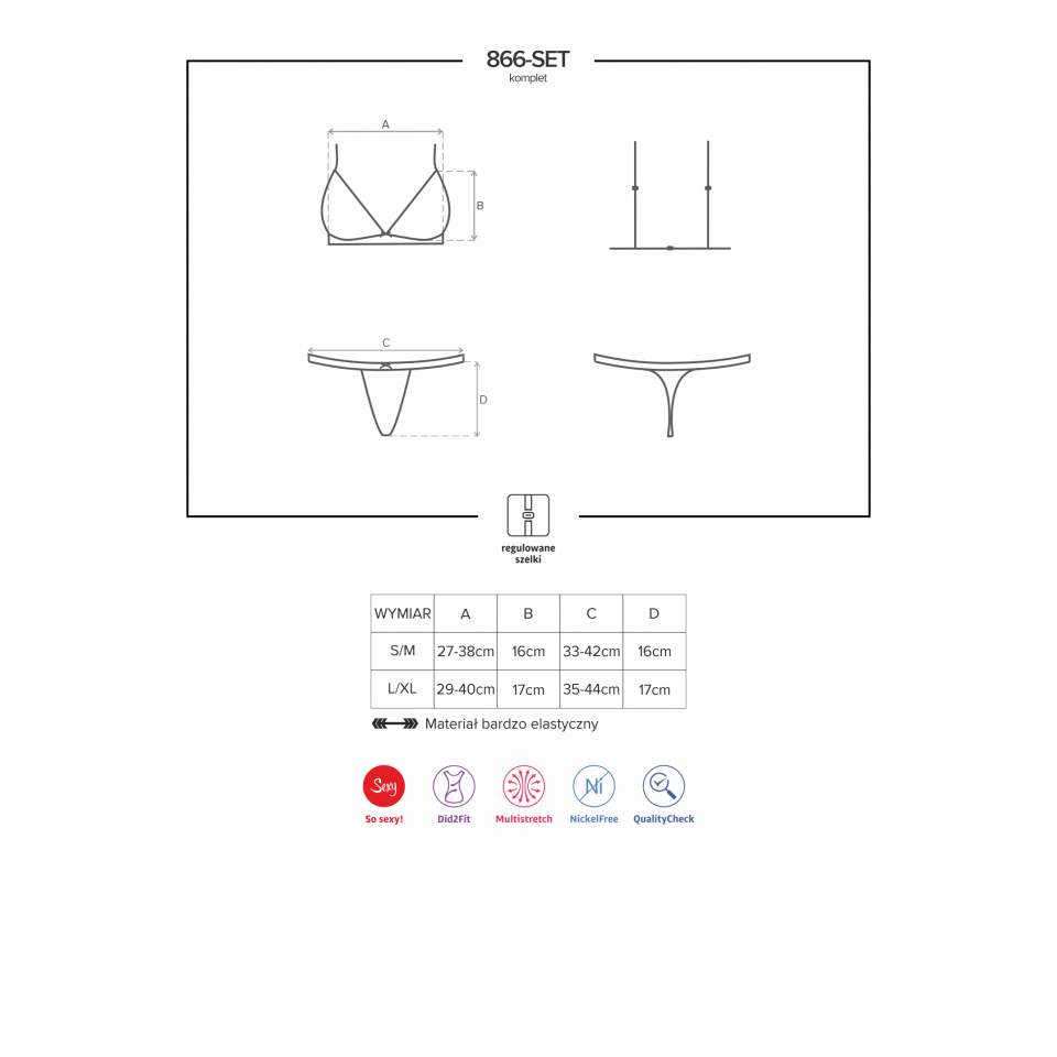 Granatowy 2-częściowy komplet Obsessive 866-SET-1
