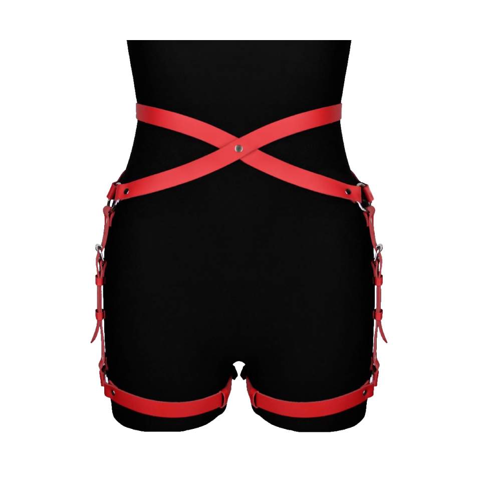 Czerwona skórzana uprząż Karess Alisa