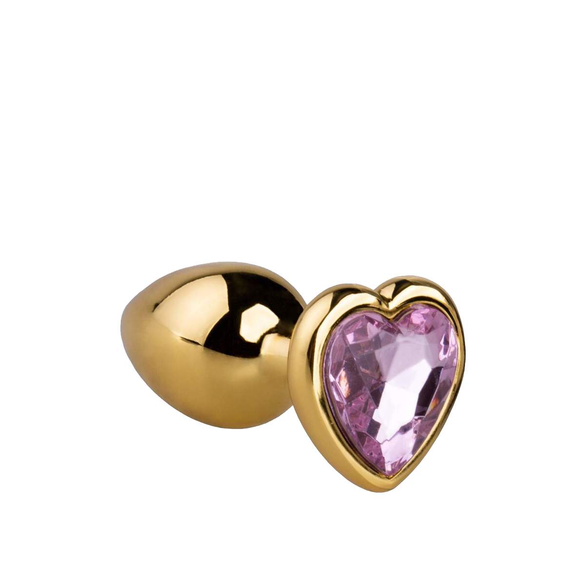 Złoty metalowy korek analny z kryształkiem w kształcie serca – średnica 2,8 cm