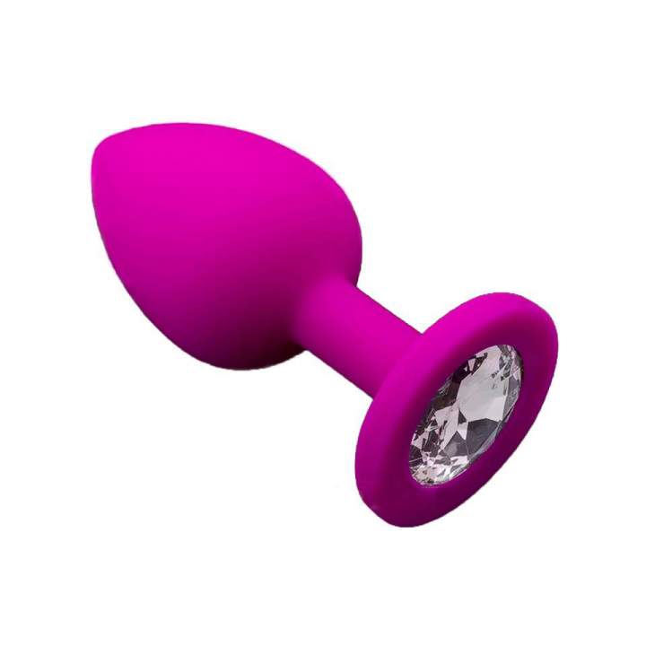 Fioletowy silikonowy korek analny z diamentem – średnica 3 cm