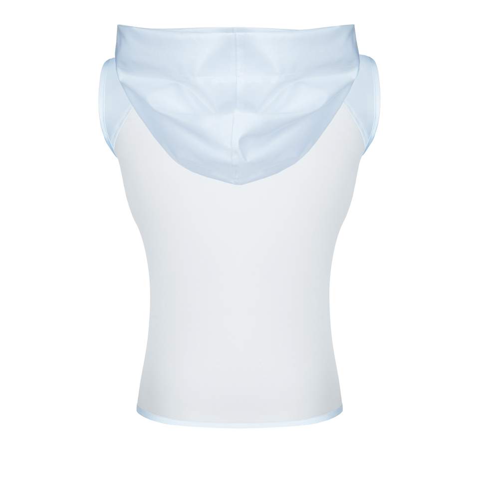 Męski T-shirt bez rękawów z kapturem w kolorze bieli