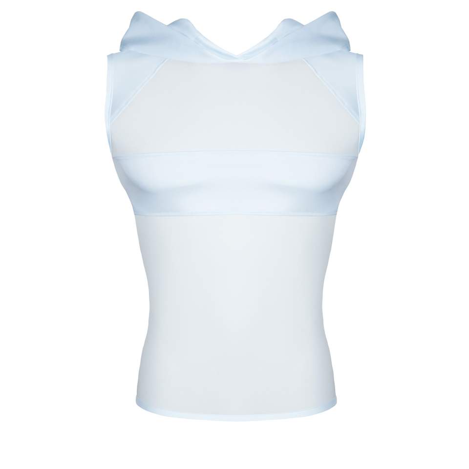 Męski T-shirt bez rękawów z kapturem w kolorze bieli