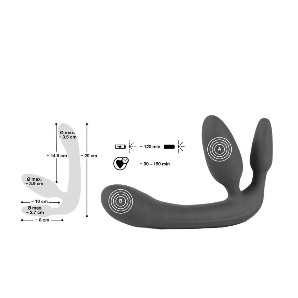 Silikonowy potrójny strapon z wibracjami