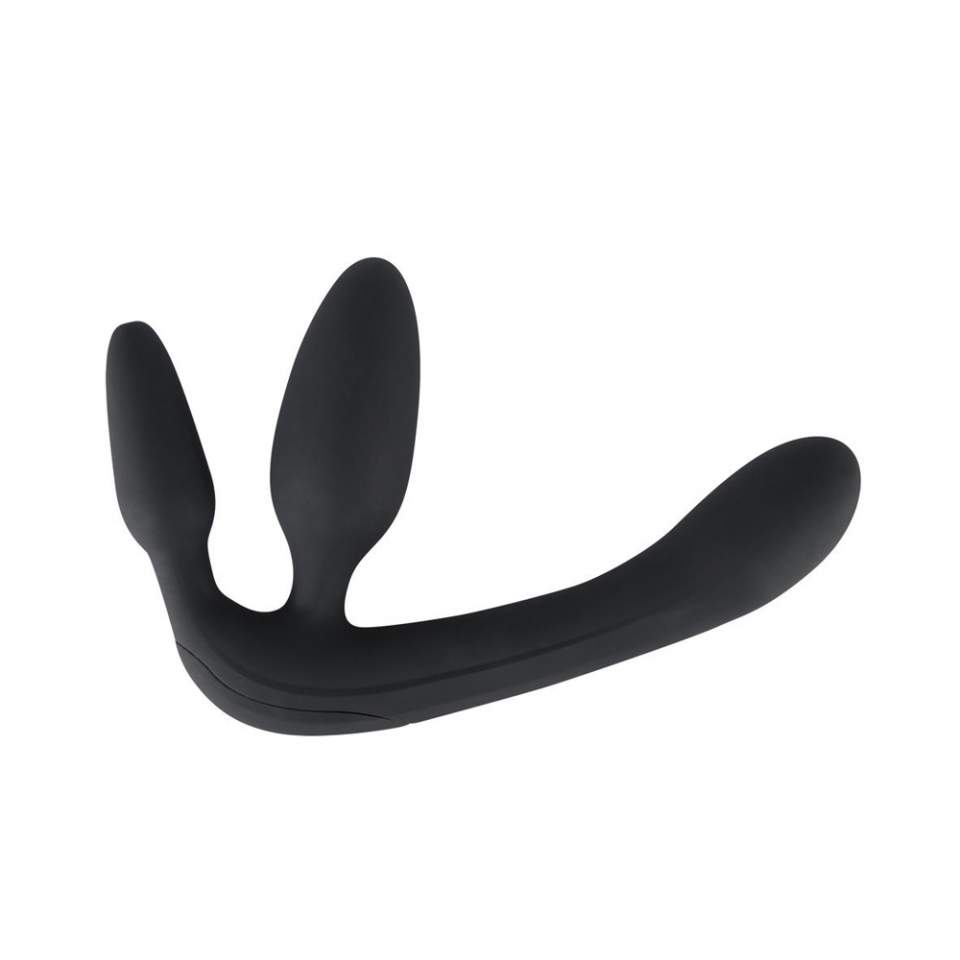 Silikonowy potrójny strapon z wibracjami