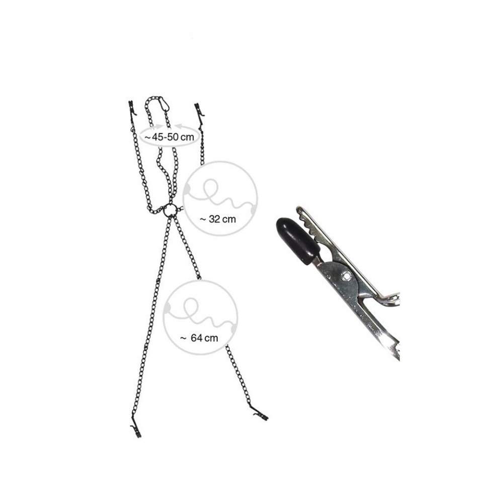 Elegancka biżuteria z zaciskami na sutki i wargi sromowe