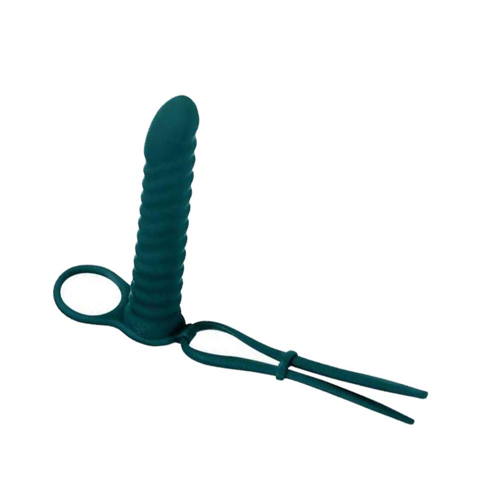 Silikonowy strap-on z wibracjami do podwójnej penetracji