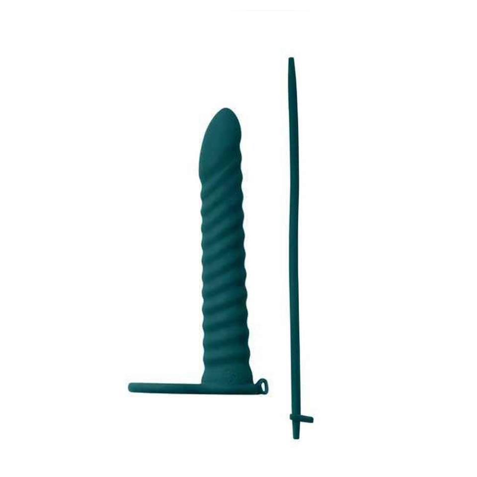 Silikonowy strap-on z wibracjami do podwójnej penetracji