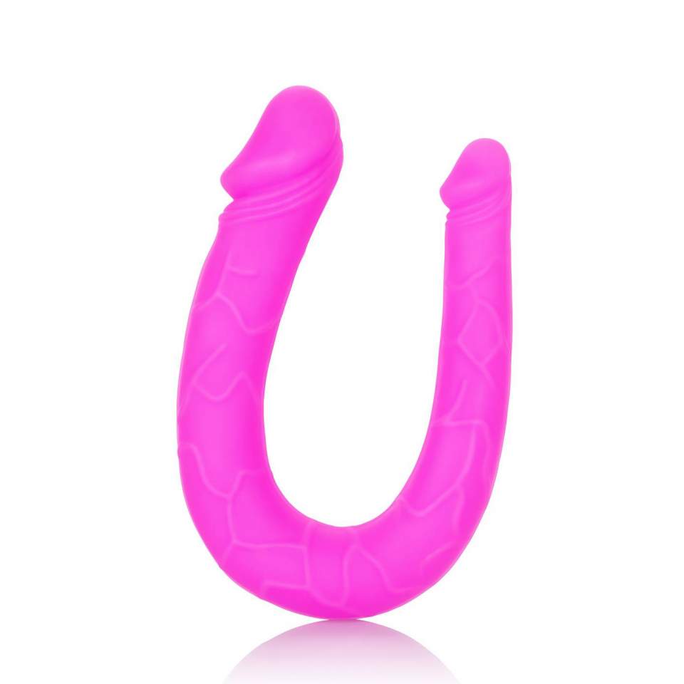 Różowe podwójne dildo wykonane z silikonu