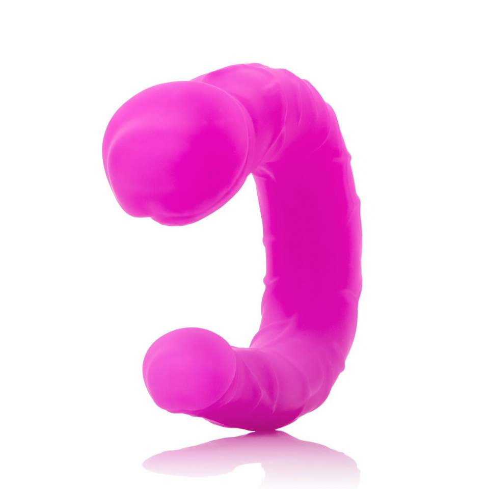 Różowe podwójne dildo wykonane z silikonu