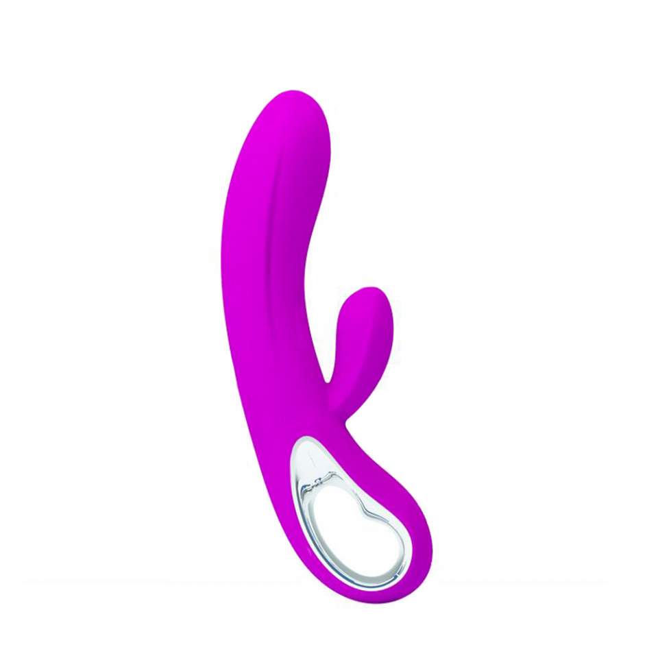 Różowy smukły wibrator króliczek z ergonomiczną rączką - 20 cm