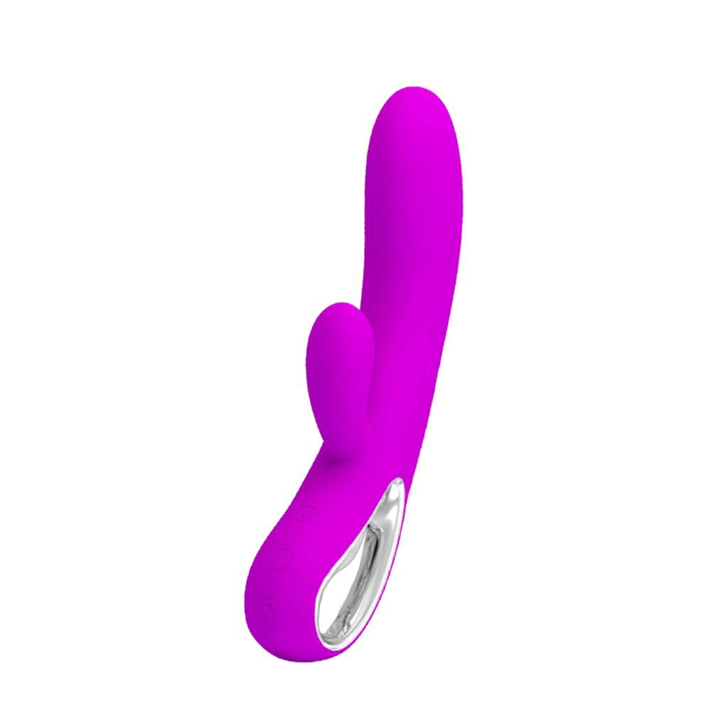 Różowy smukły wibrator króliczek z ergonomiczną rączką - 20 cm