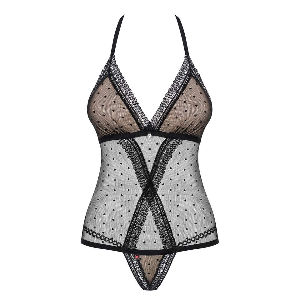 Body Obsessive 876-TED-1, czarne zapinane na szyi