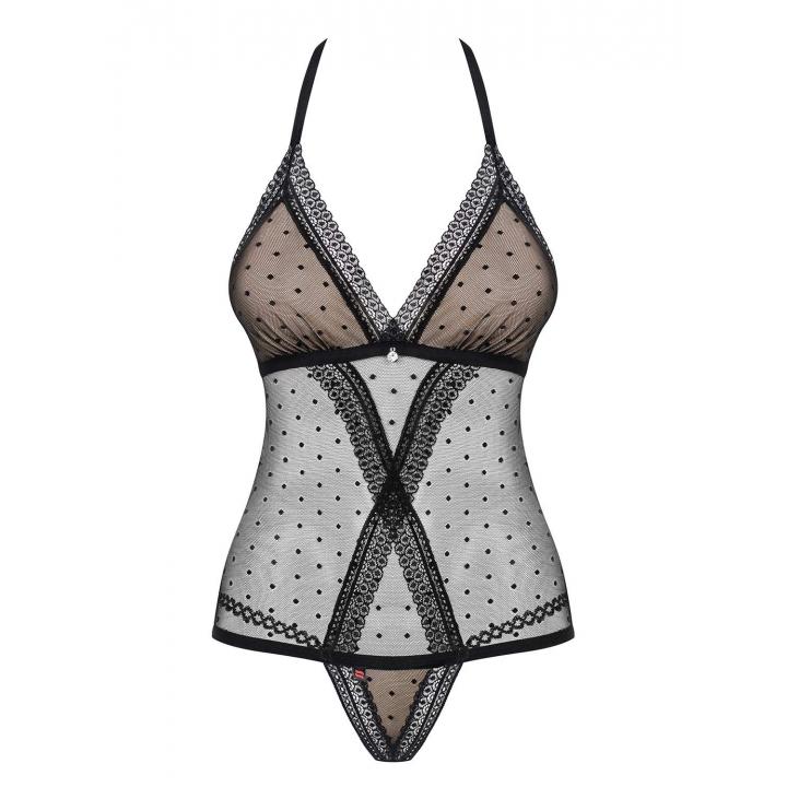 Body Obsessive 876-TED-1, czarne zapinane na szyi
