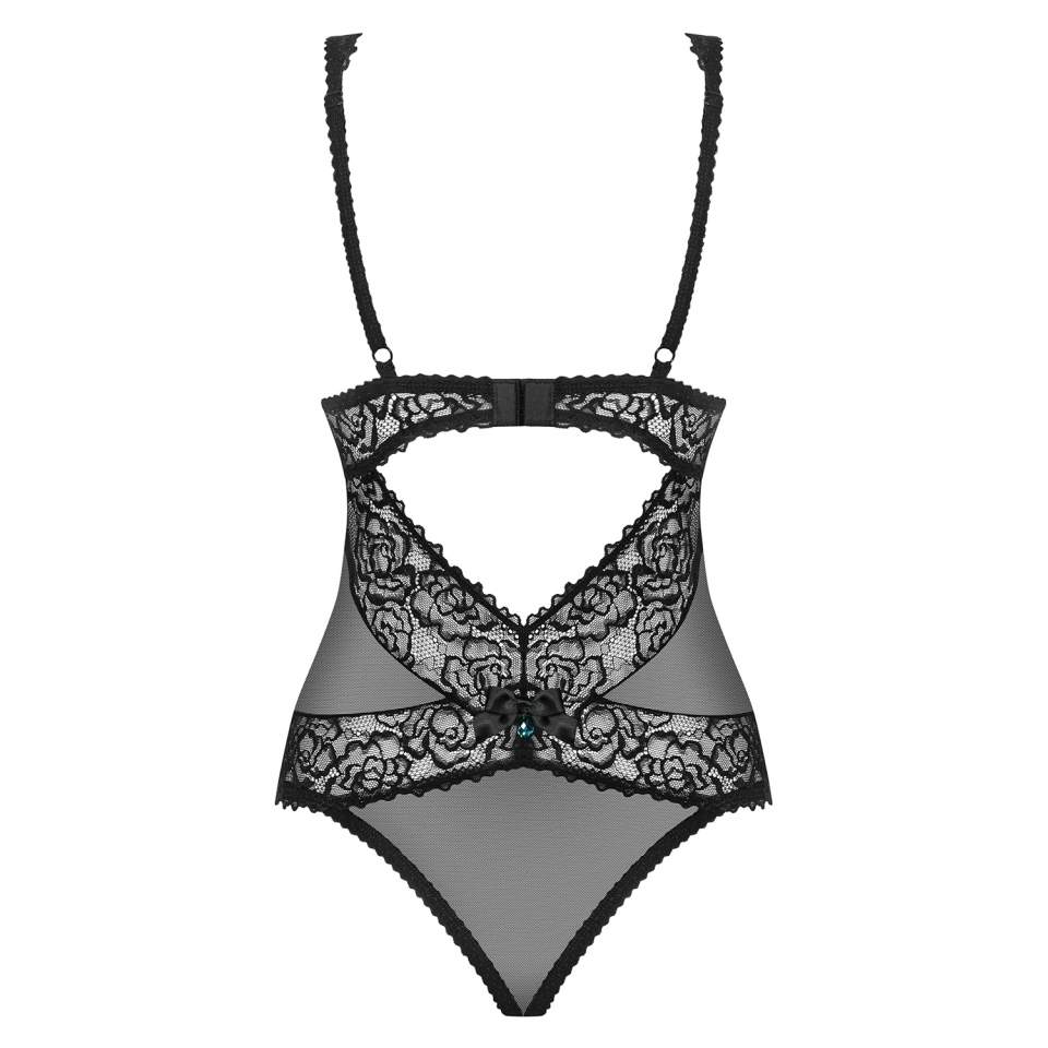 Czarne Body Obsessive 867-TED-1 podkreślaja biust i pośladki