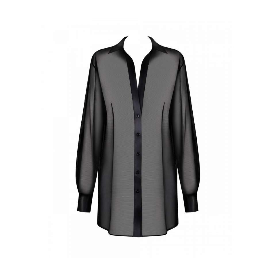 Luźna, prześwitująca koszula damska Obsessive Stellya - czarna