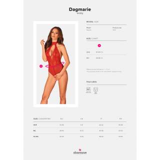 Zmysłowe i seksowne czerwone body marki Obsessive Dagmarie