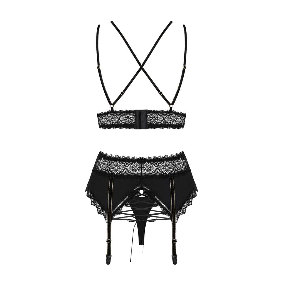 3-częściowy czarny komplet Obsessive Lolitte