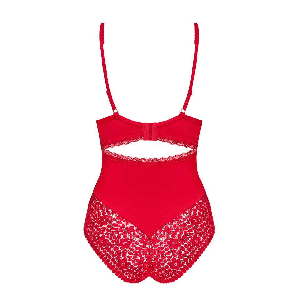 Czerwone Body Obsessive Jolierose, inspirowane dużym biustem