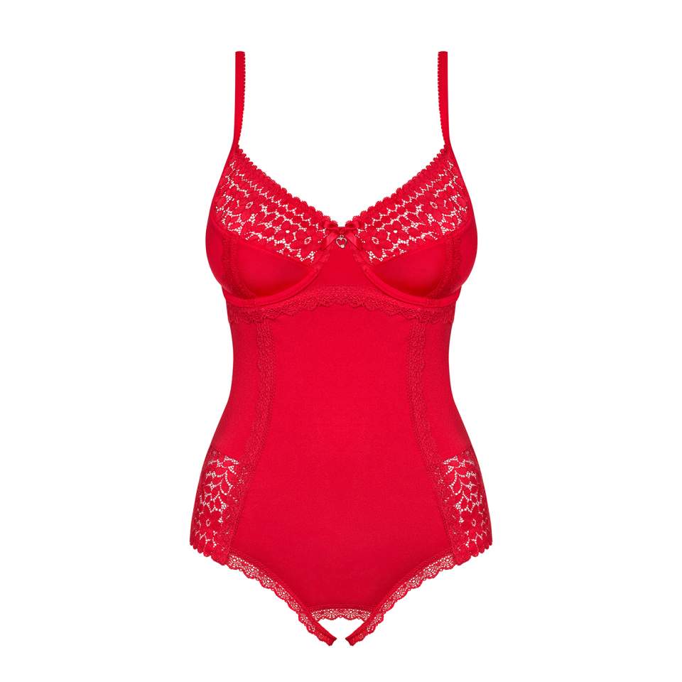 Czerwone Body Obsessive Jolierose, inspirowane dużym biustem