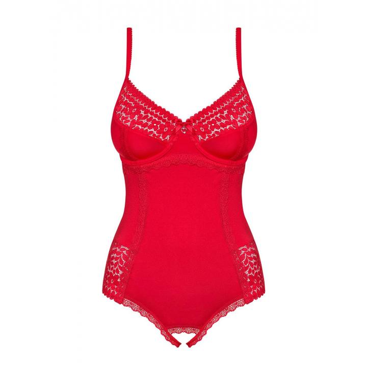 Czerwone Body Obsessive Jolierose, inspirowane dużym biustem