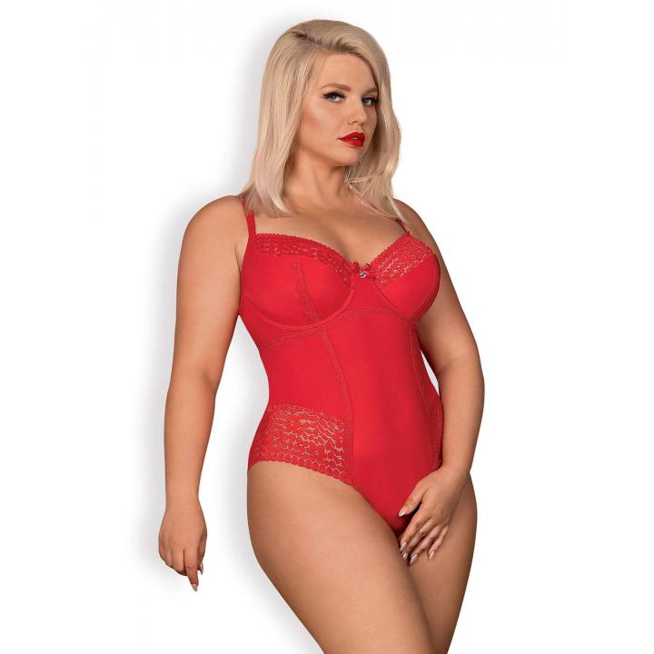 Czerwone Body Obsessive Jolierose, inspirowane dużym biustem