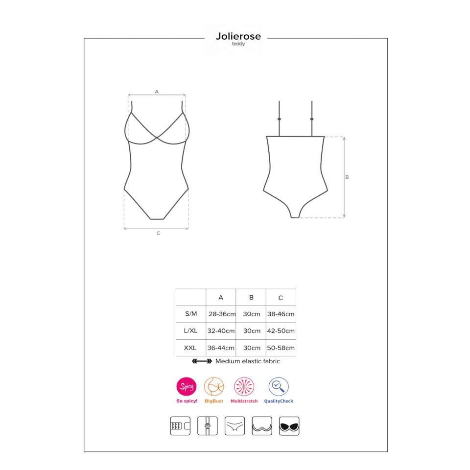 Czerwone Body Obsessive Jolierose, inspirowane dużym biustem