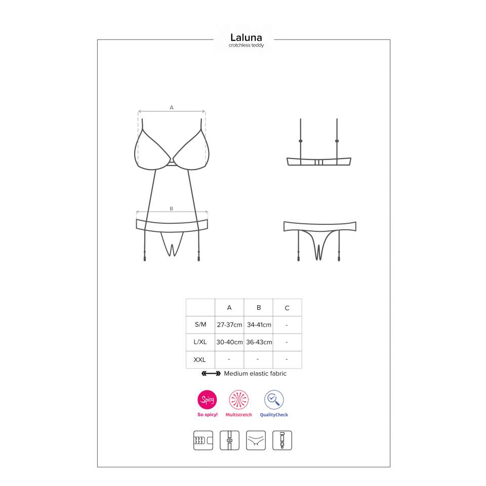 Czarne Body Obsessive Laluna z otwartym krokiem