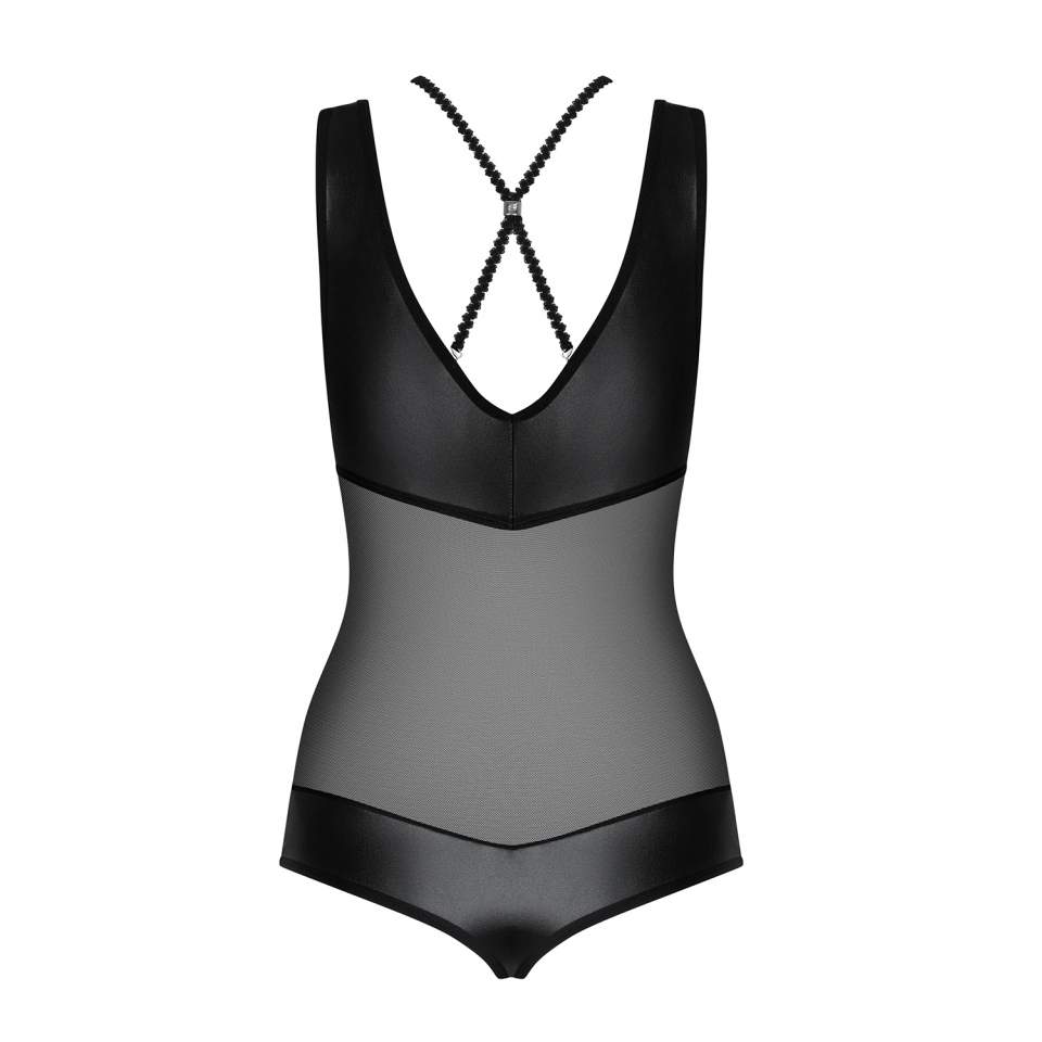 Czarne body Obsessive Leatheria w stylu „wet look”