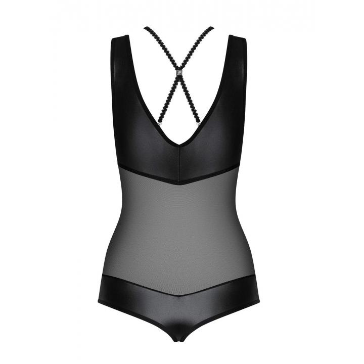Czarne body Obsessive Leatheria w stylu „wet look”